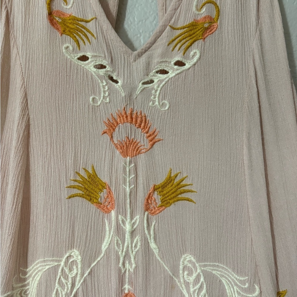 Free People Adelaide embroidered festival dress. Light, flowy tank dress. - Picture 6 of 13